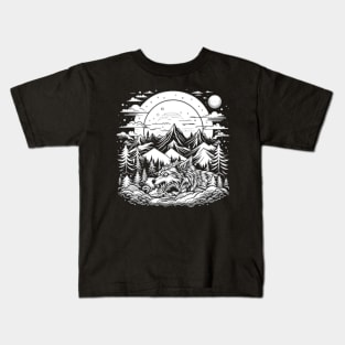 White Night of the Werewolf Monster Mountains Kids T-Shirt